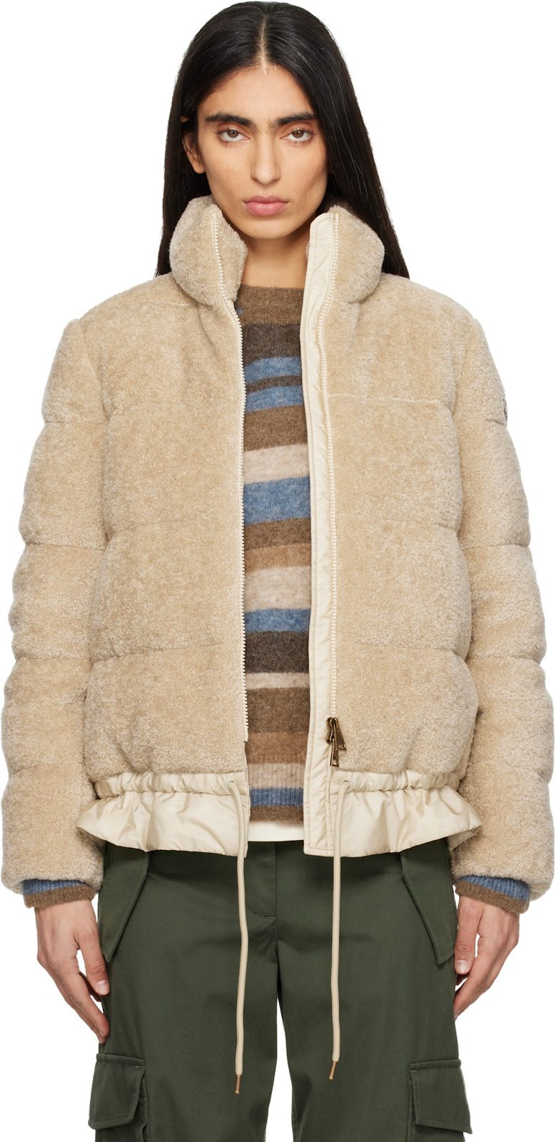Beige Cedre Teddy Short Down Jacket 261111F063022