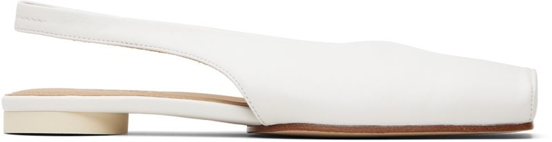 White Nappa Leather Ballerina Flats 261188F118007