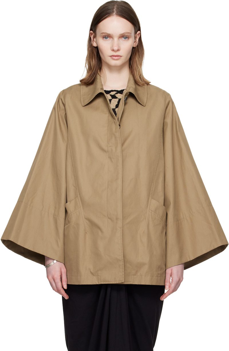 Beige Wide Sleeve Coat 261358F059005