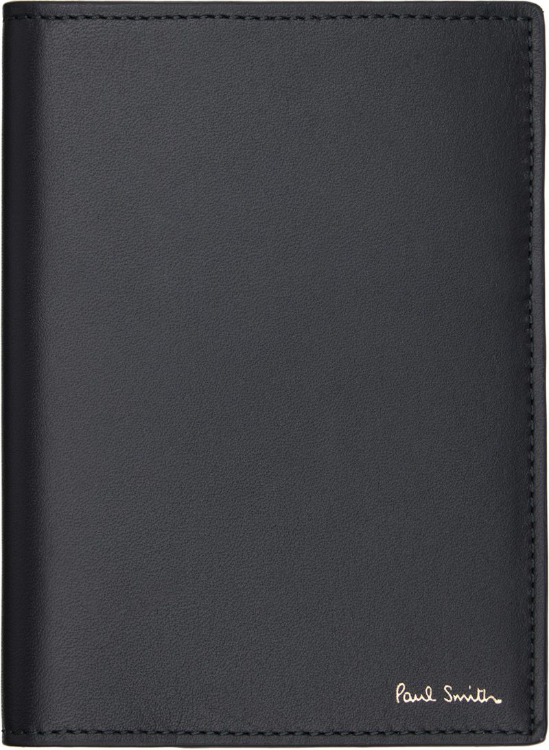 Paul Smith Black Signature Stripe Interior Leather Passport Holder 262260M162002