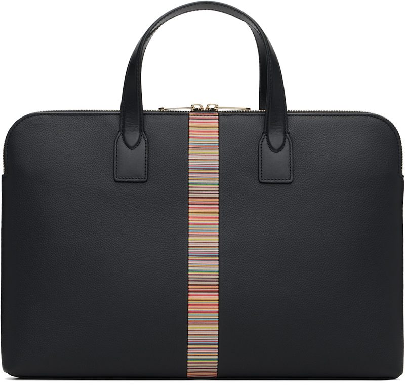 Paul Smith Black Signature Stripe Slim Folio Briefcase 262260M167002