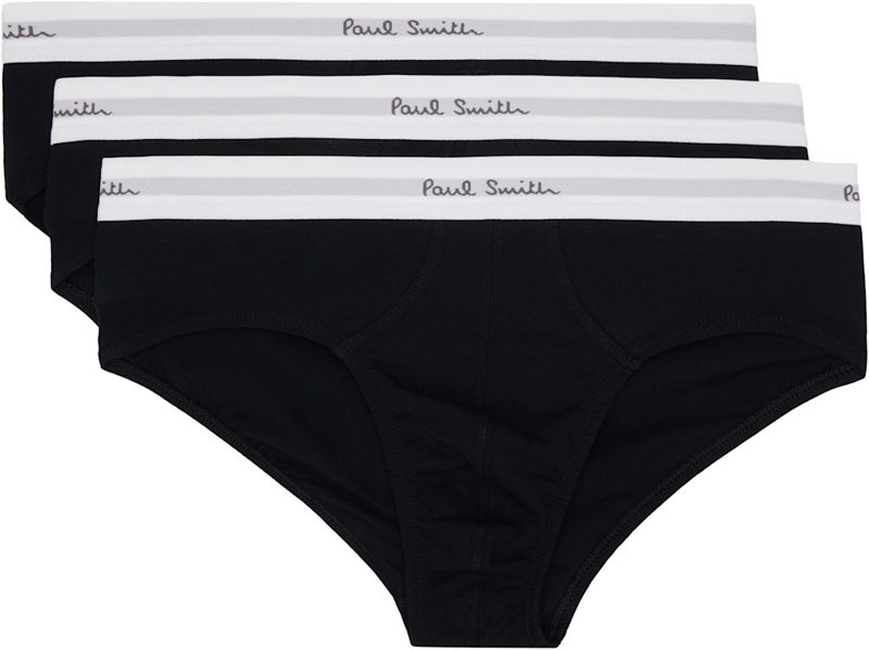 Paul Smith Three-Pack Black Cotton-Stretch Briefs 261260M217000