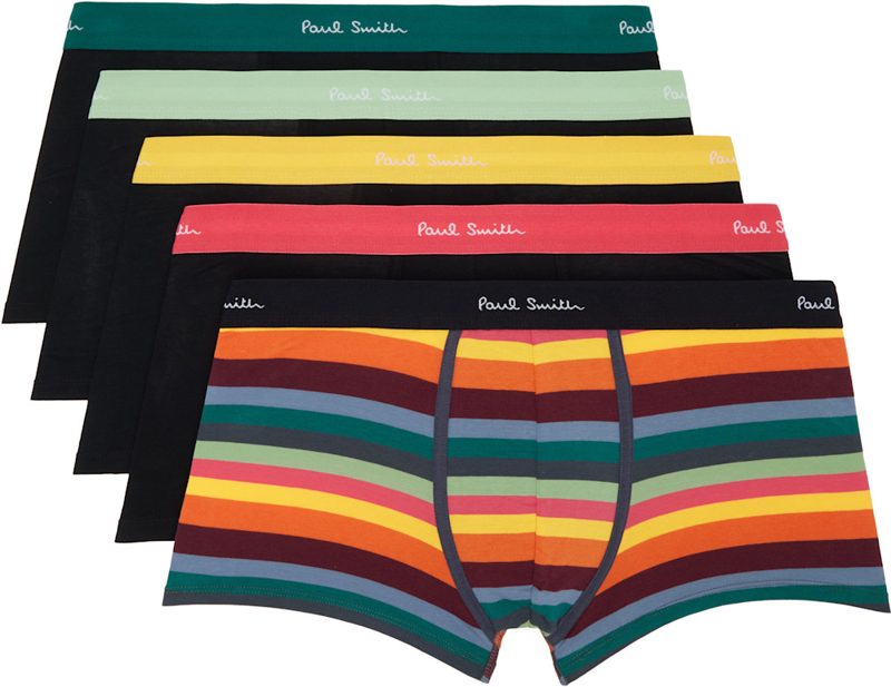 Paul Smith Five-Pack Multicolor Artist Stripe Organic Boxer Briefs 262260M217007
