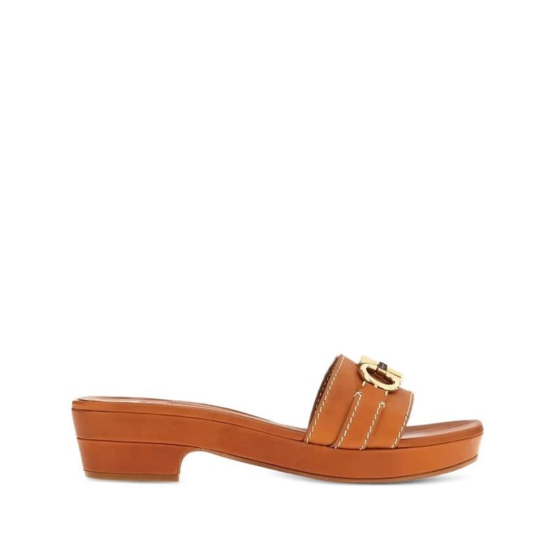 Womens Brown Clog Flats