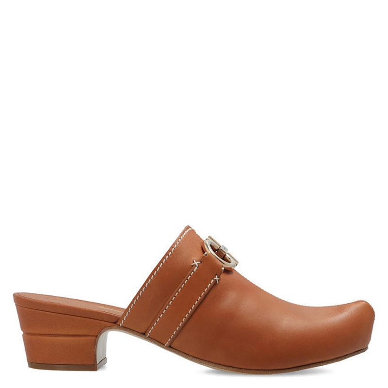 Salvatore Ladies Gancini Leather Mules
