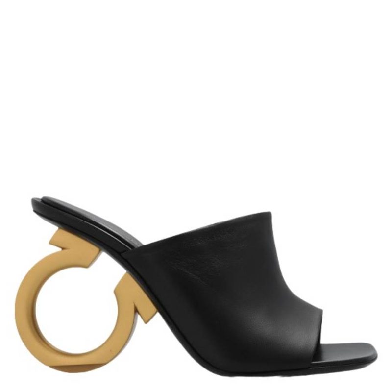 Elina Gancini Heel Leather Mules