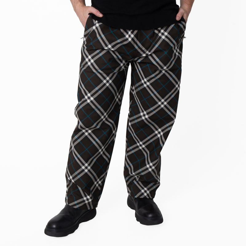 Check Print Twill Trousers