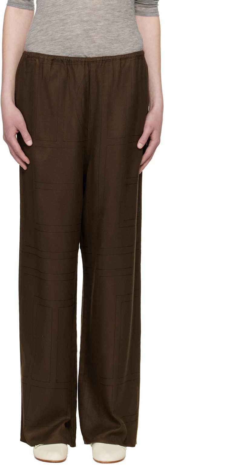 TOTEME Brown Monogram Flannel Lounge Pants 261771F086001