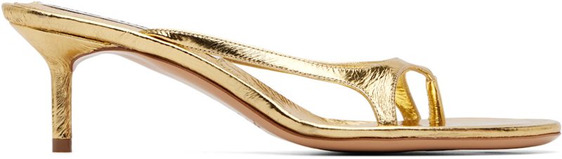 Gold Kitten Heeled Sandals 262129F125000