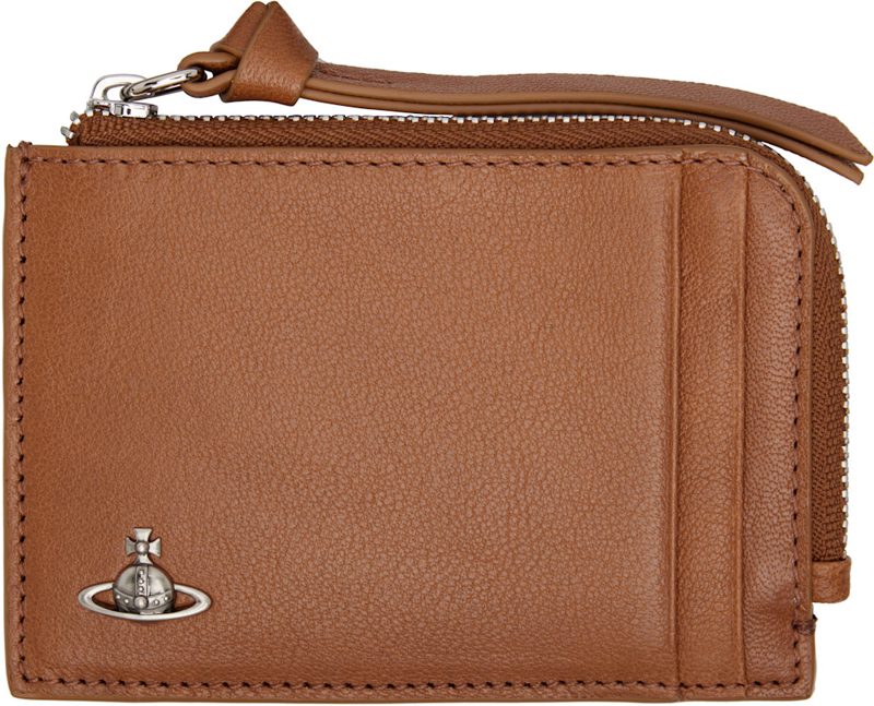 Brown Zip Card Holder 261314M163090