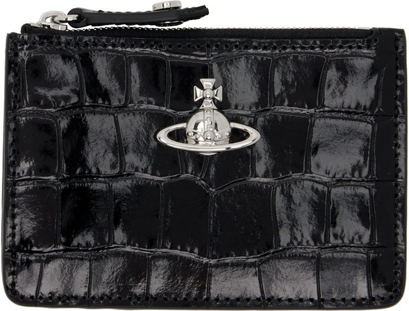 Black Slim Long Card Holder 261314M163021