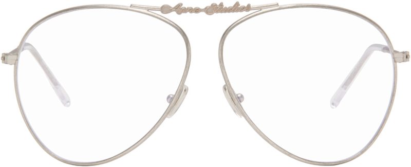 Silver Metal Aviator Glasses 261129F005005
