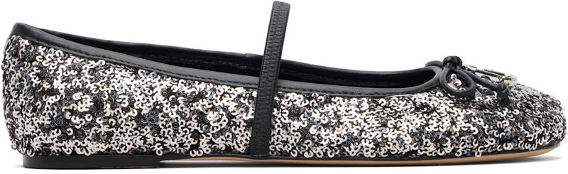 Silver & Black The Sequin Sabrina Ballerina Flats 261190F118001