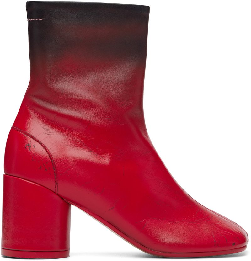 Red Anatomic Block-Heel Boots 261188F113007