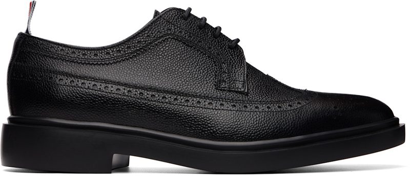 Black Pebble Grain Longwing Brogues 262381M225005