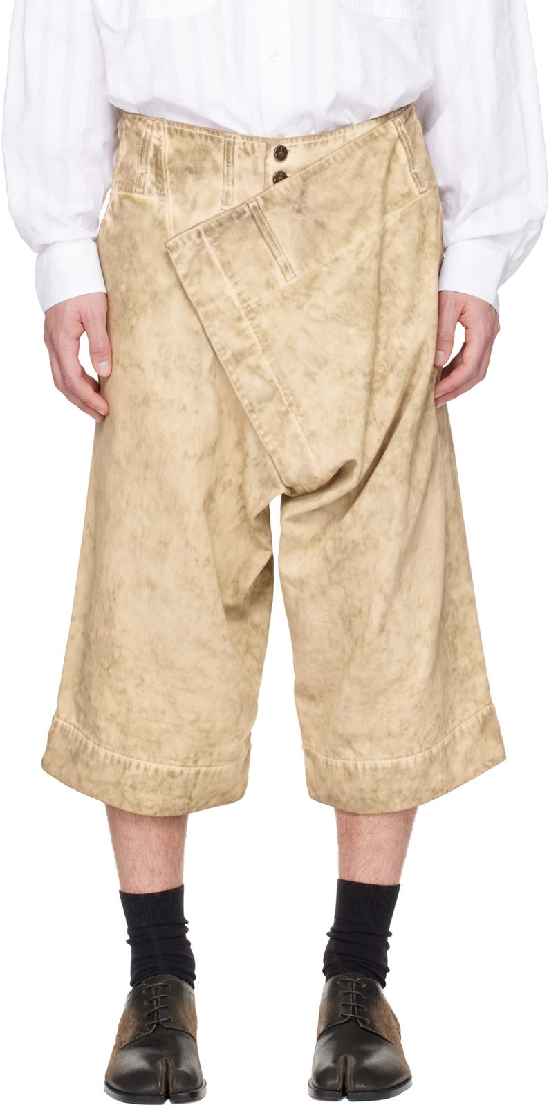 Beige Inferno Denim Shorts 261314M193006