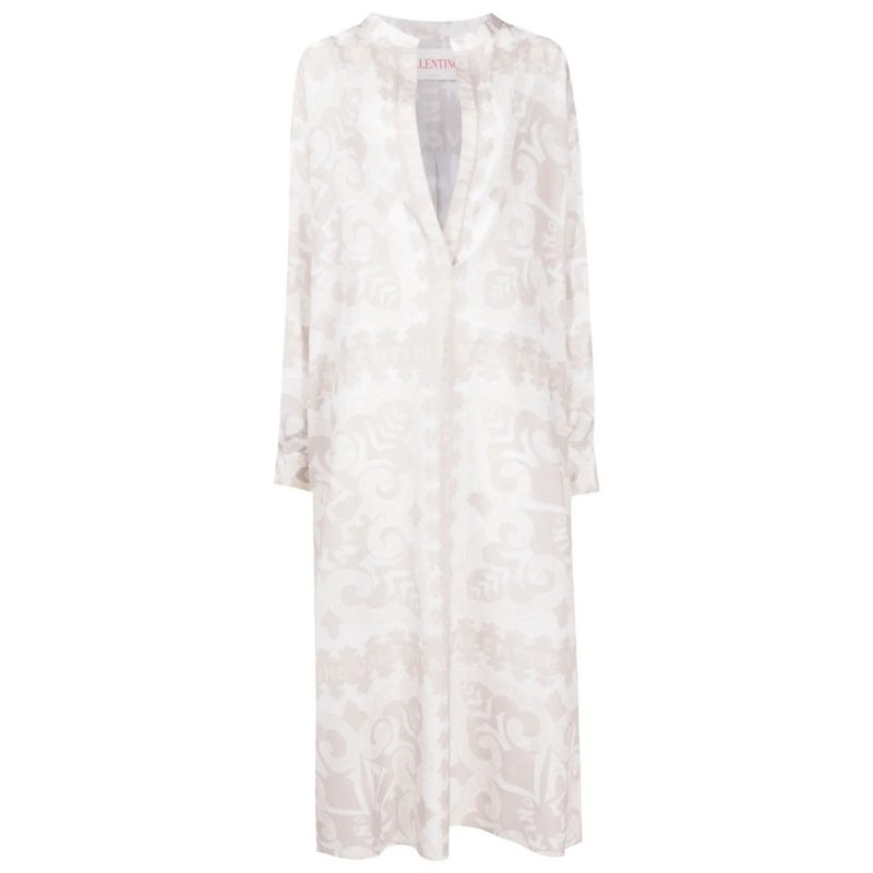 Garavani Garavani Geometric-Print Silk-Cotton Dress_Multi-Color