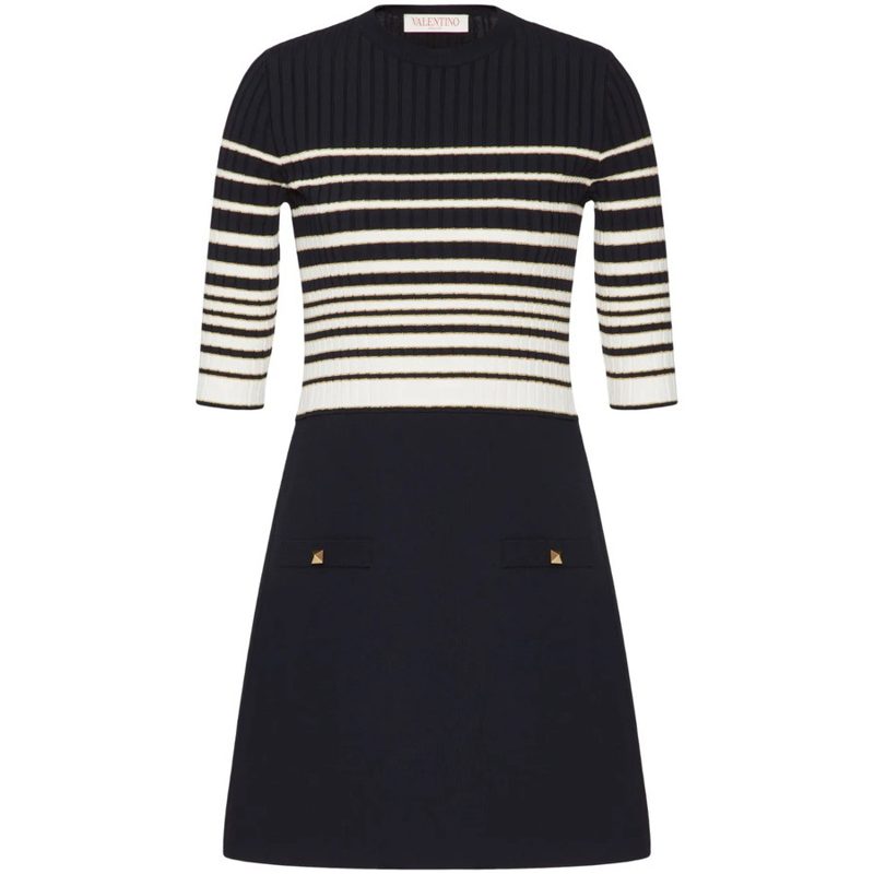 Garavani Garavani Striped Lurex Minidress_Blue