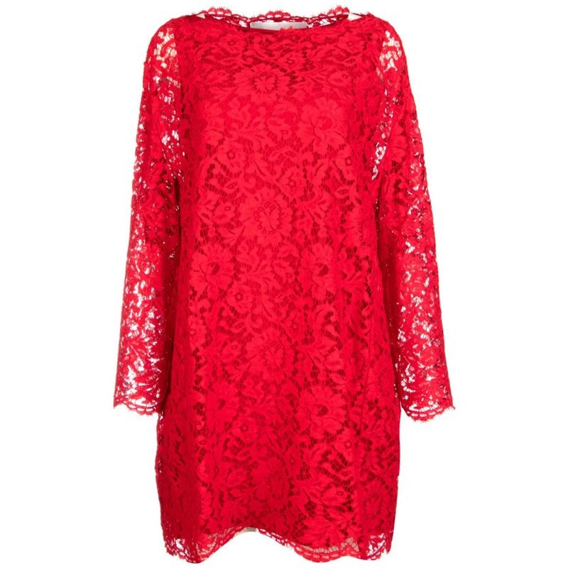 Garavani Garavani Floral-Lace Mini Dress_Red