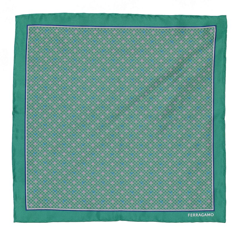 Green Geometric Pattern Pocket Square_Green