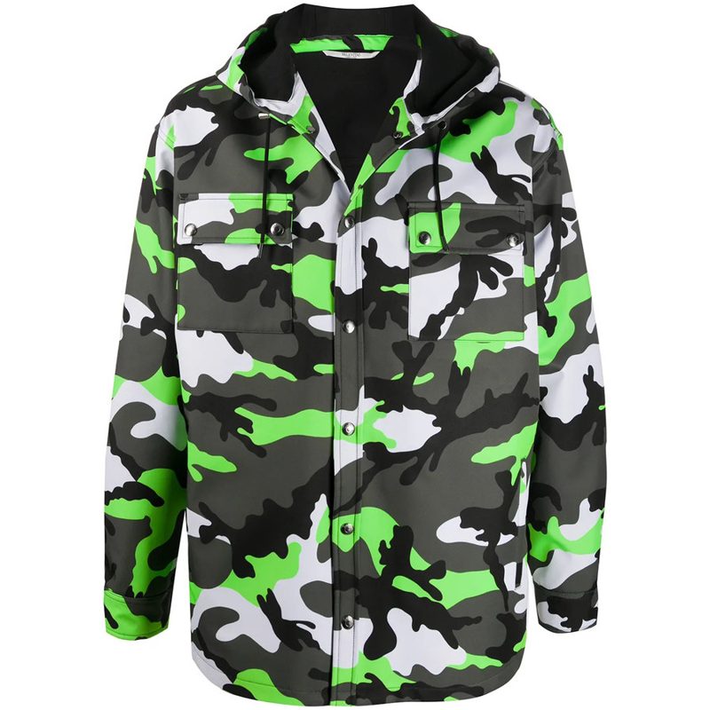Garavani Garavani Camouflage Print Hooded Jacket_Green