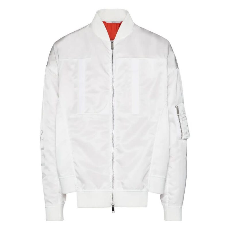 Garavani Panelled Zip-Front Bomber Jacket_White