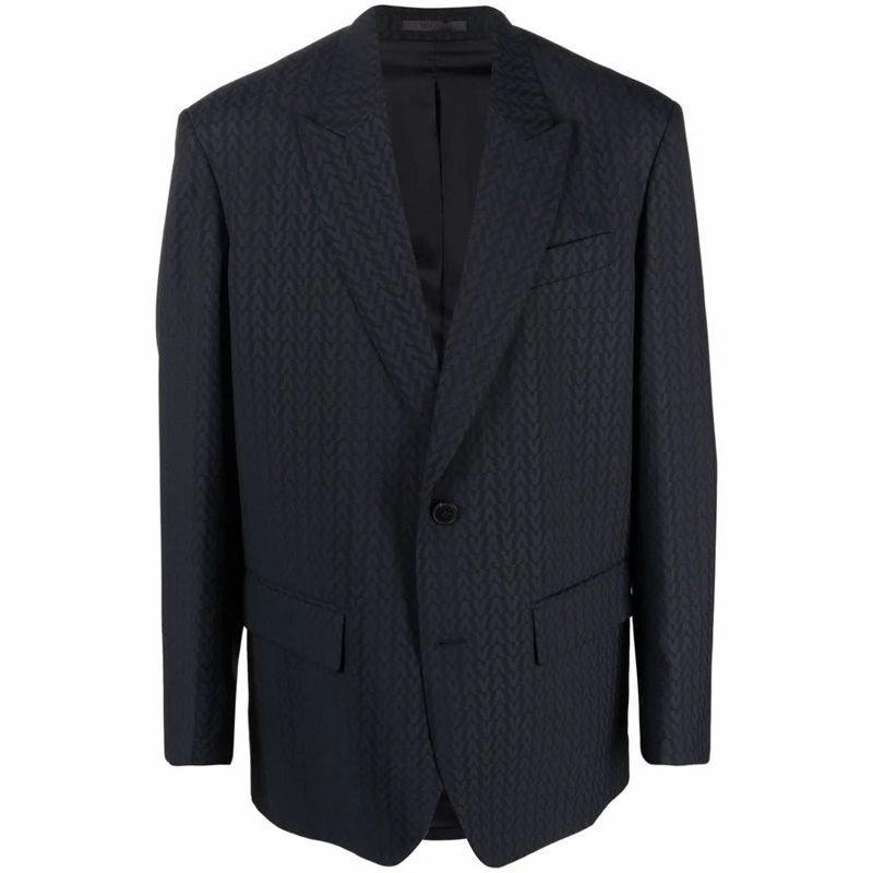 Garavani Garavani Monogram-Jacquard Wool Jacket_Blue