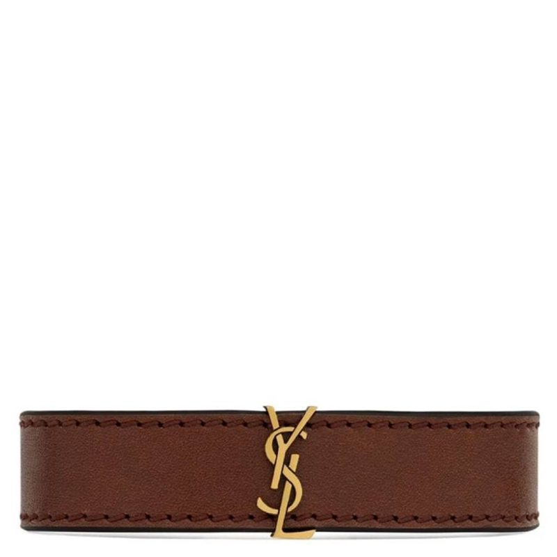 Cassandre Logo Leather Bracelet_Dk Br Choco/Br Choco