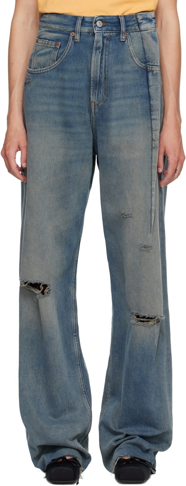 Blue Aged Denim Jeans 261188F069021