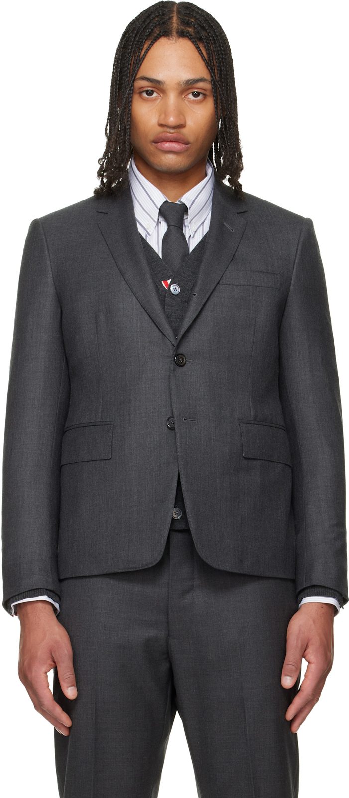 Gray Super 120s Twill High Armhole Sportcoat 262381M195001