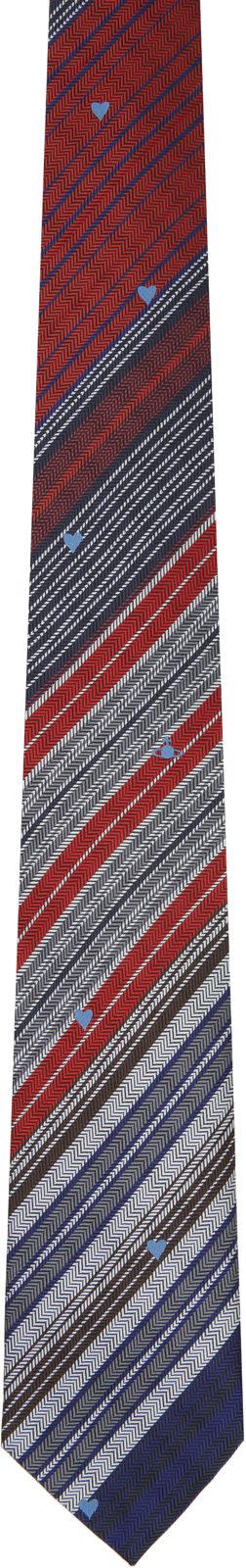 Navy & Red 8.5cm Heart Stripes Tie 261314M158010