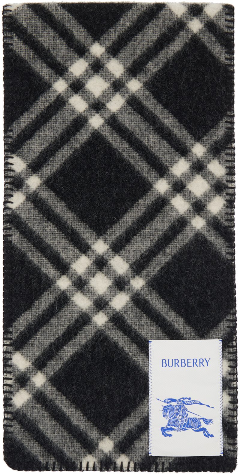 Black Check Wool Scarf 262376F028004