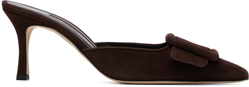 Manolo Blahnik Brown Maysale 70 Heels 262140F122000