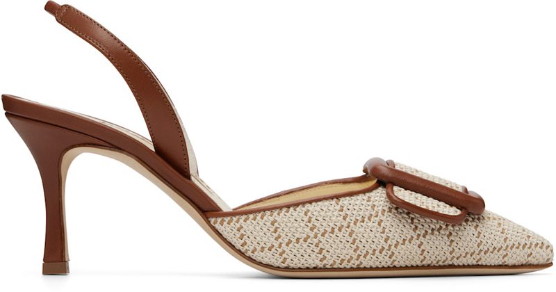 Manolo Blahnik Beige Mayslibi Heels 262140F122022