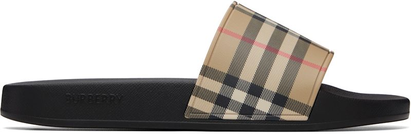 Beige Check Slides 262376M234001