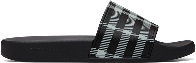 Black Check Slides 262376M234003