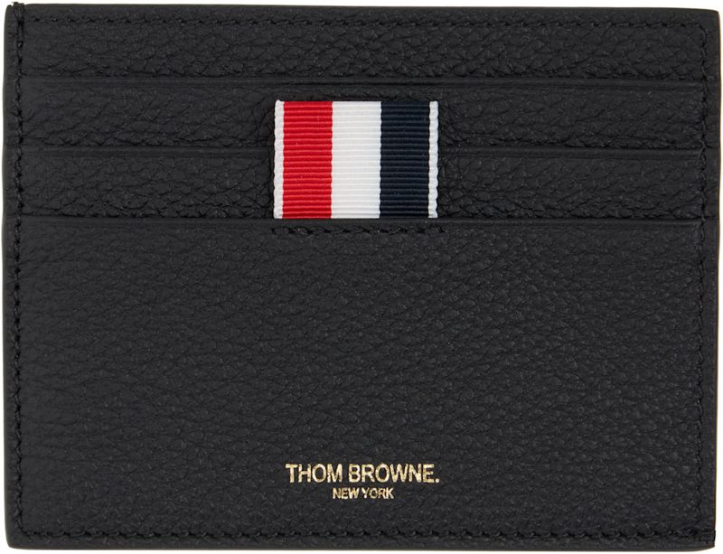 Black Soft Pebble Grain Note Compartment Card Holder 262381M163001