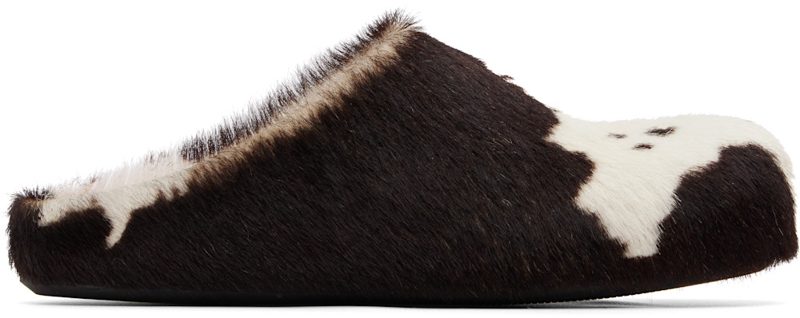 Marni White & Brown Fussbett Sabot Slip-on Loafers 262379F121002