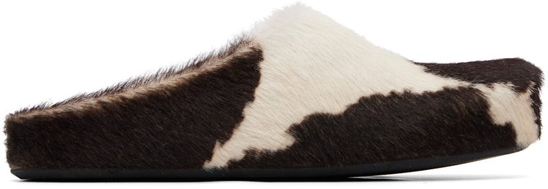 Marni White & Brown Fussbett Sabot Slip-on Loafers 262379M231000