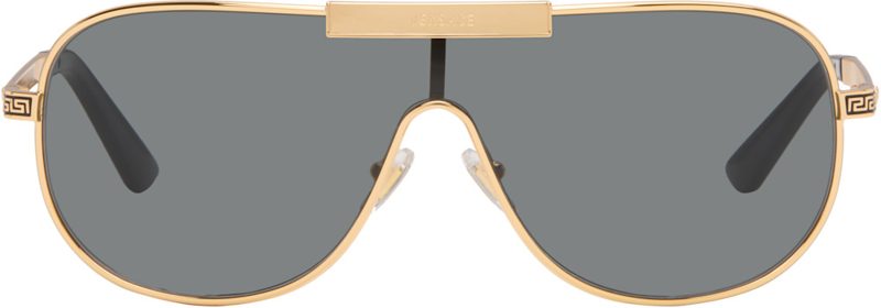 Gold Greca Flow Sunglasses 262404M134029