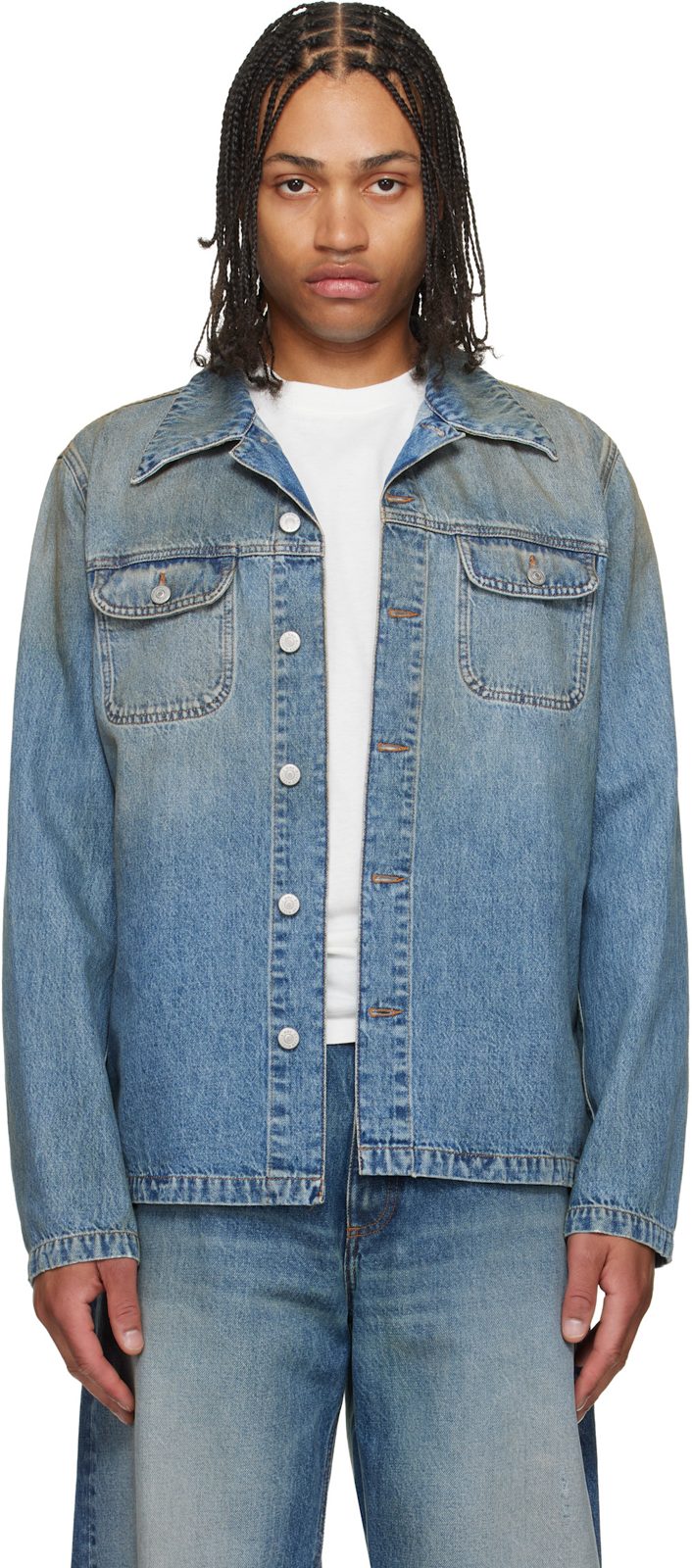 Blue Denim Trucker Jacket 261188M177005