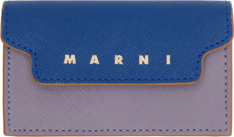 Marni Purple & Blue Saffiano Card Holder 262379M163000