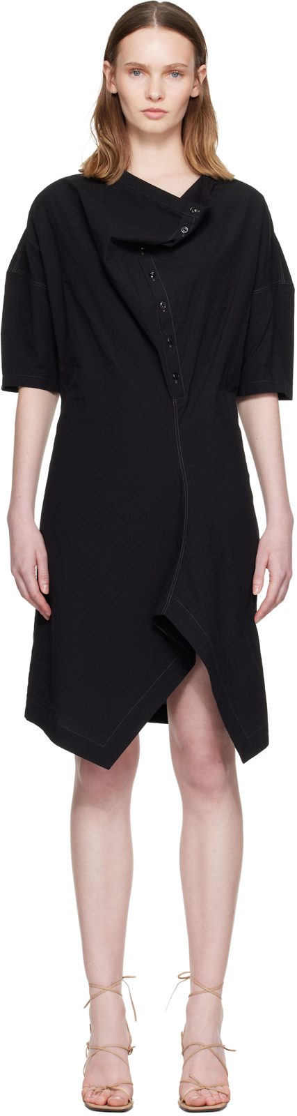 Black Soft Collar Tube Minidress 261646F052003