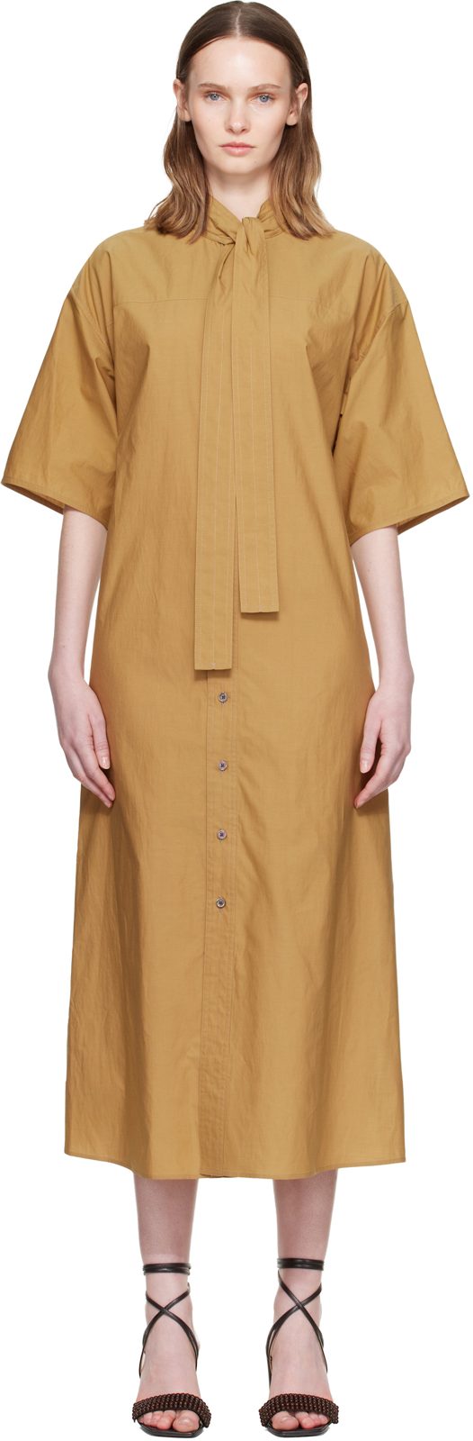Tan Reversible Tube Midi Dress 261646F054001