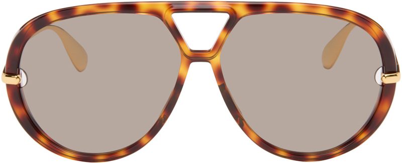 Brown & Gold Classic Aviator Sunglasses 262798F005005