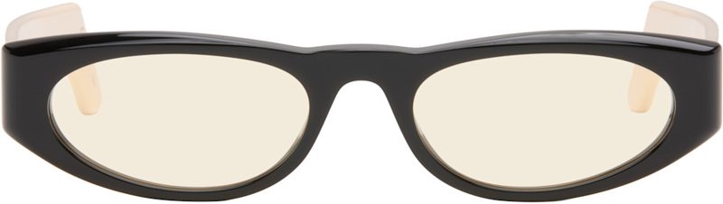 Black & Beige Geometric Acetate Sunglasses 262476F005010