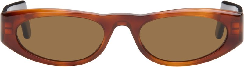 Brown & Black Geometric Acetate Sunglasses 262476F005009