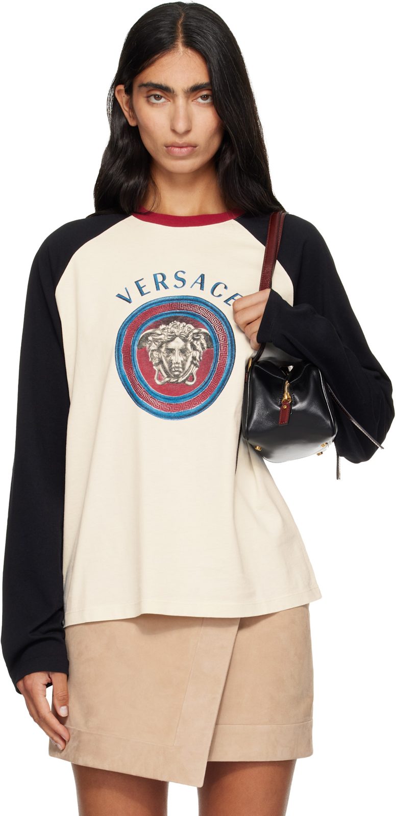 오프화이트 & Black Printed Cotton-Jersey Regular T-shirt 262404F110006