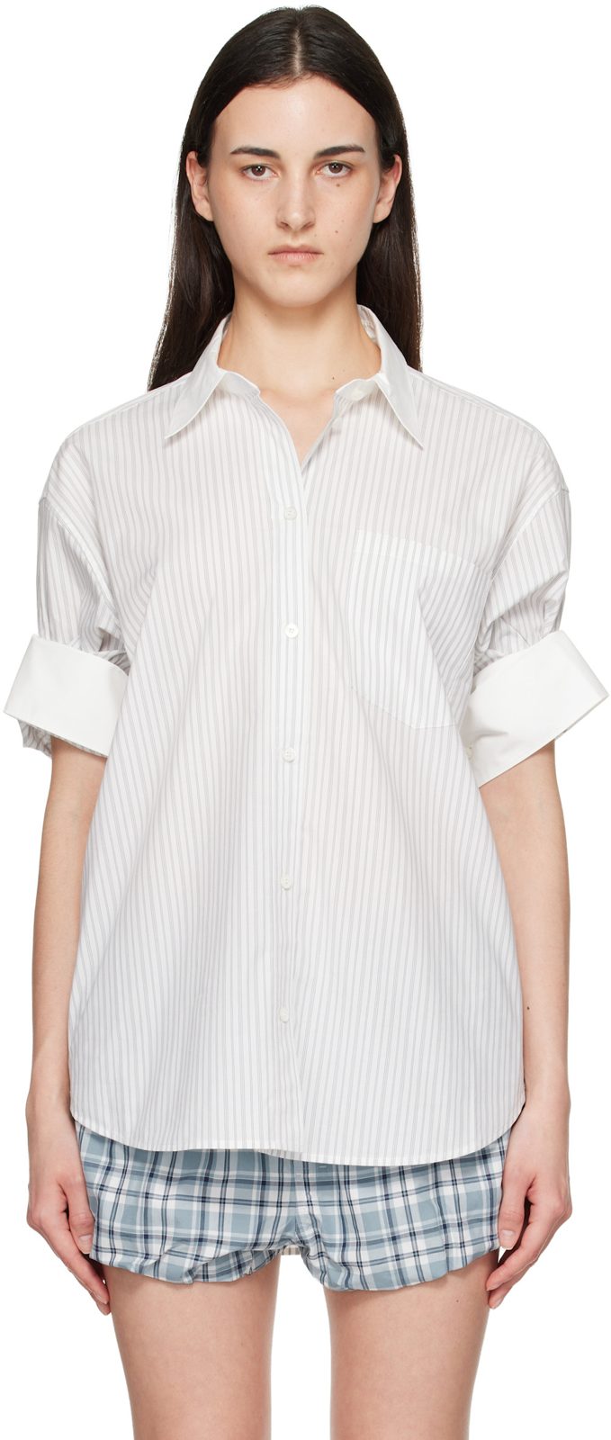 White & Gray Supra Stripe Midsummer Shirt 262129F109002