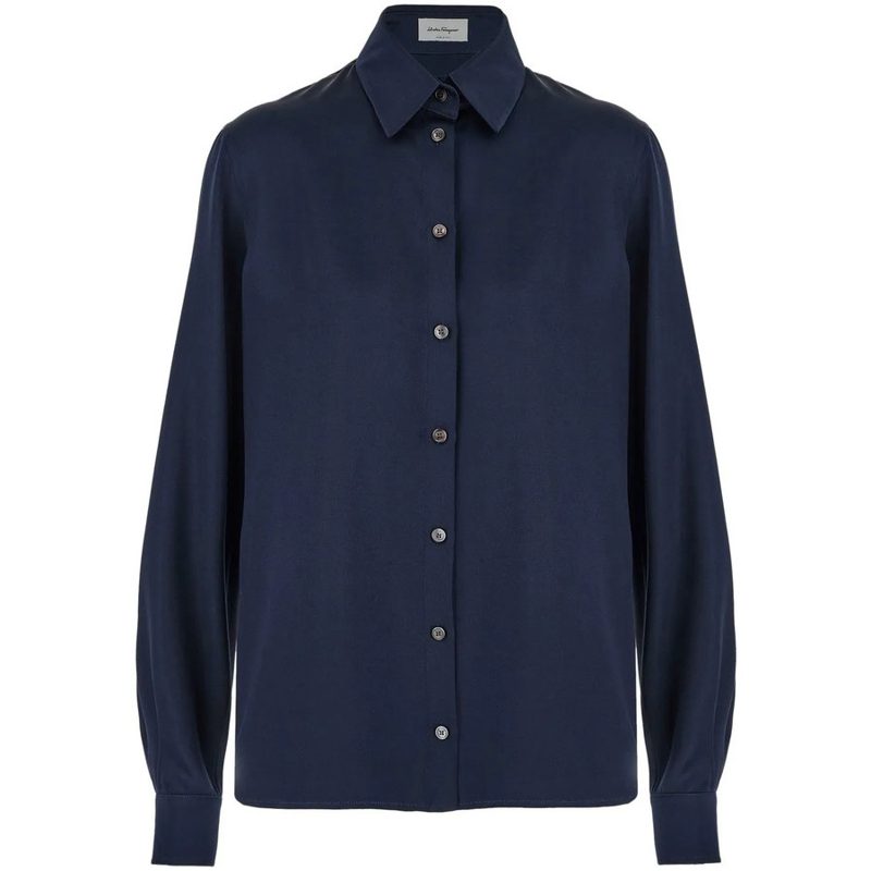 Satin Button-Up Shirt_Blue
